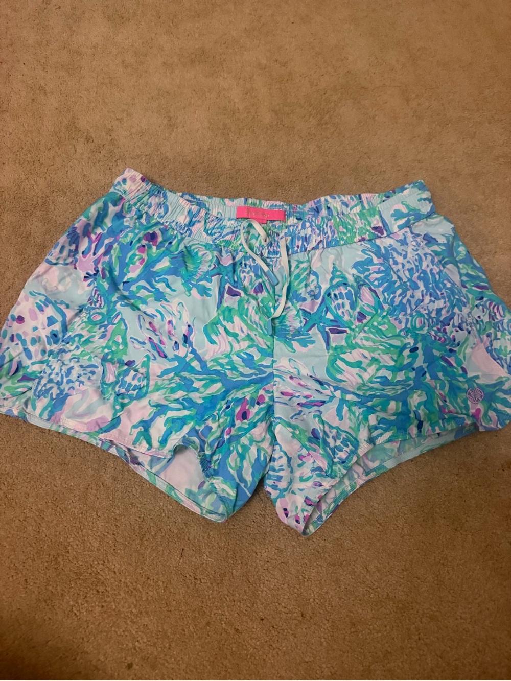 Mermaids Cover Pattern Running Shorts by Lilly Pulitzer